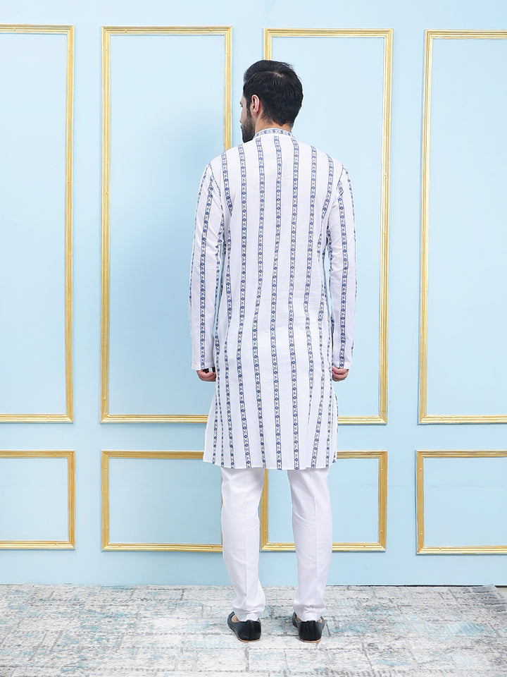 Embroidered Pure Cotton Straight Kurta with Pyjama