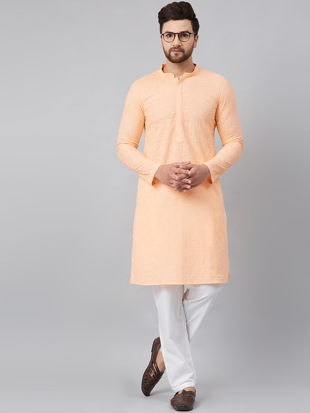 Chikankari Embroidered Straight kurta with Pyjama