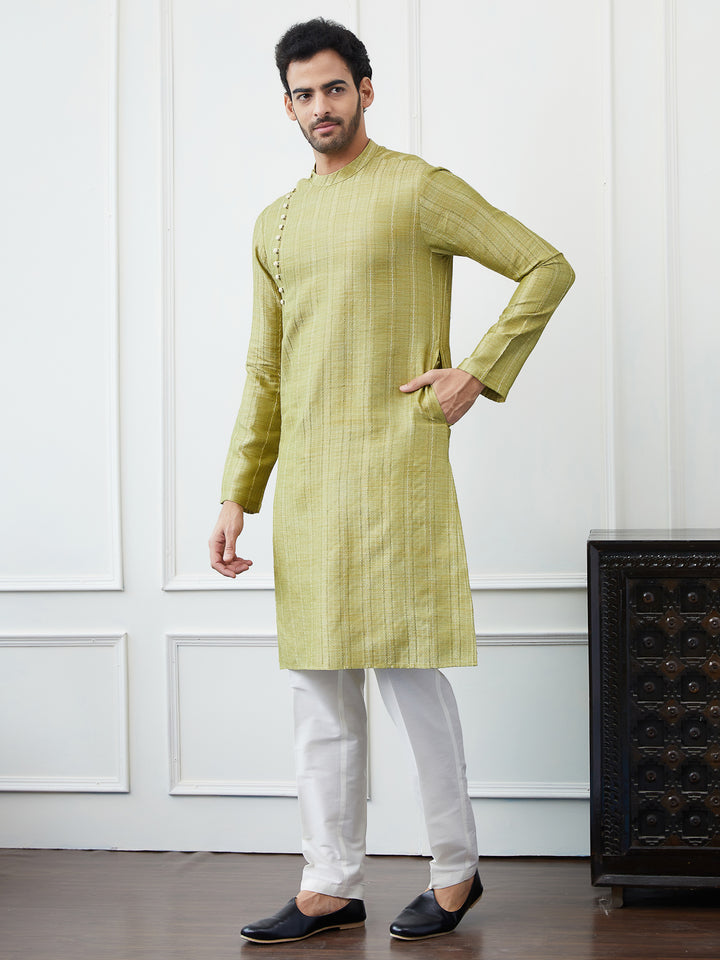 Thread Worked Pure Cotton Straight Kurta with Pyjama