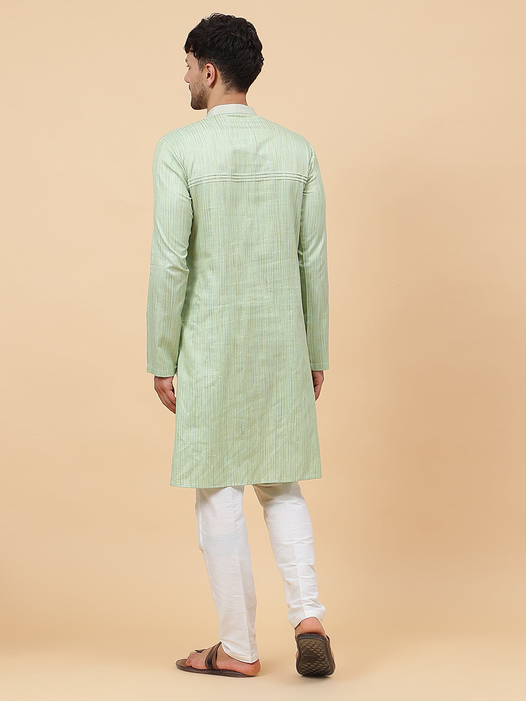 Embroidered Pintuck Cotton Silk Straight Kurta