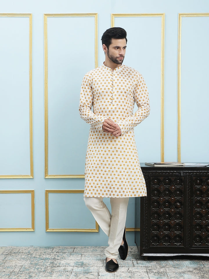 Printed Pure Cotton Striaght Kurta with Pyjama