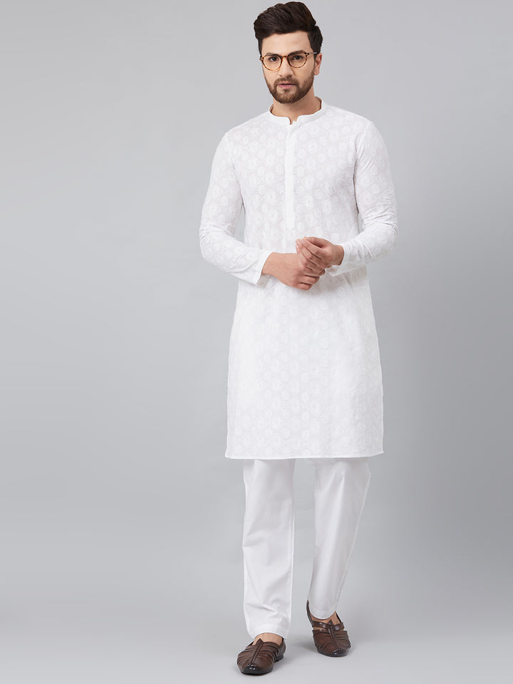 Chikankari Embroidered Straight kurta with Pyjama