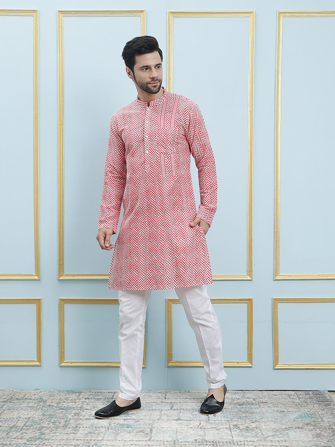 Printed Pure Cotton Straight Kurta with Pyjama