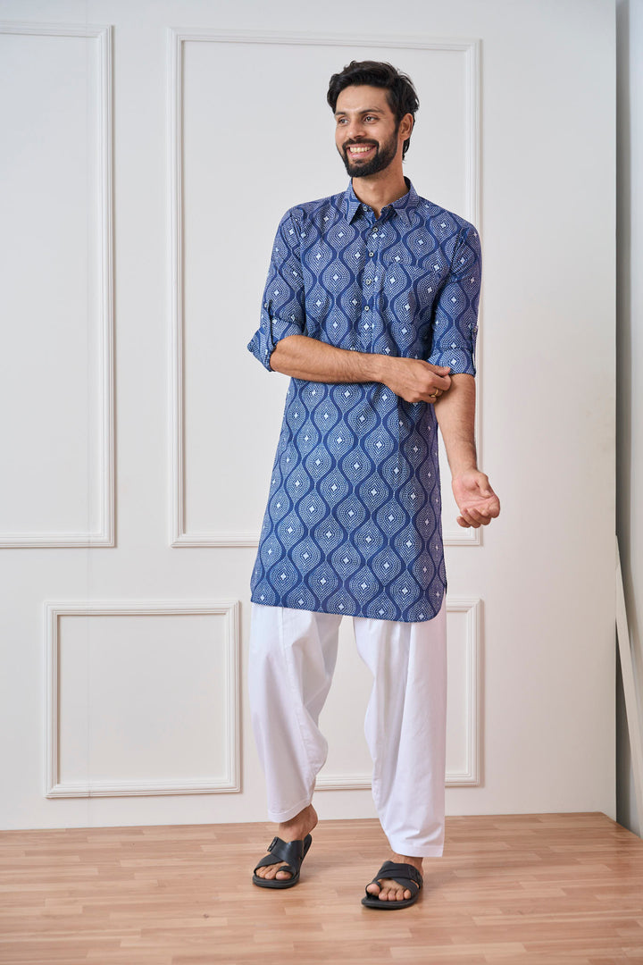 Pure Cotton Printed Pathani Kurta