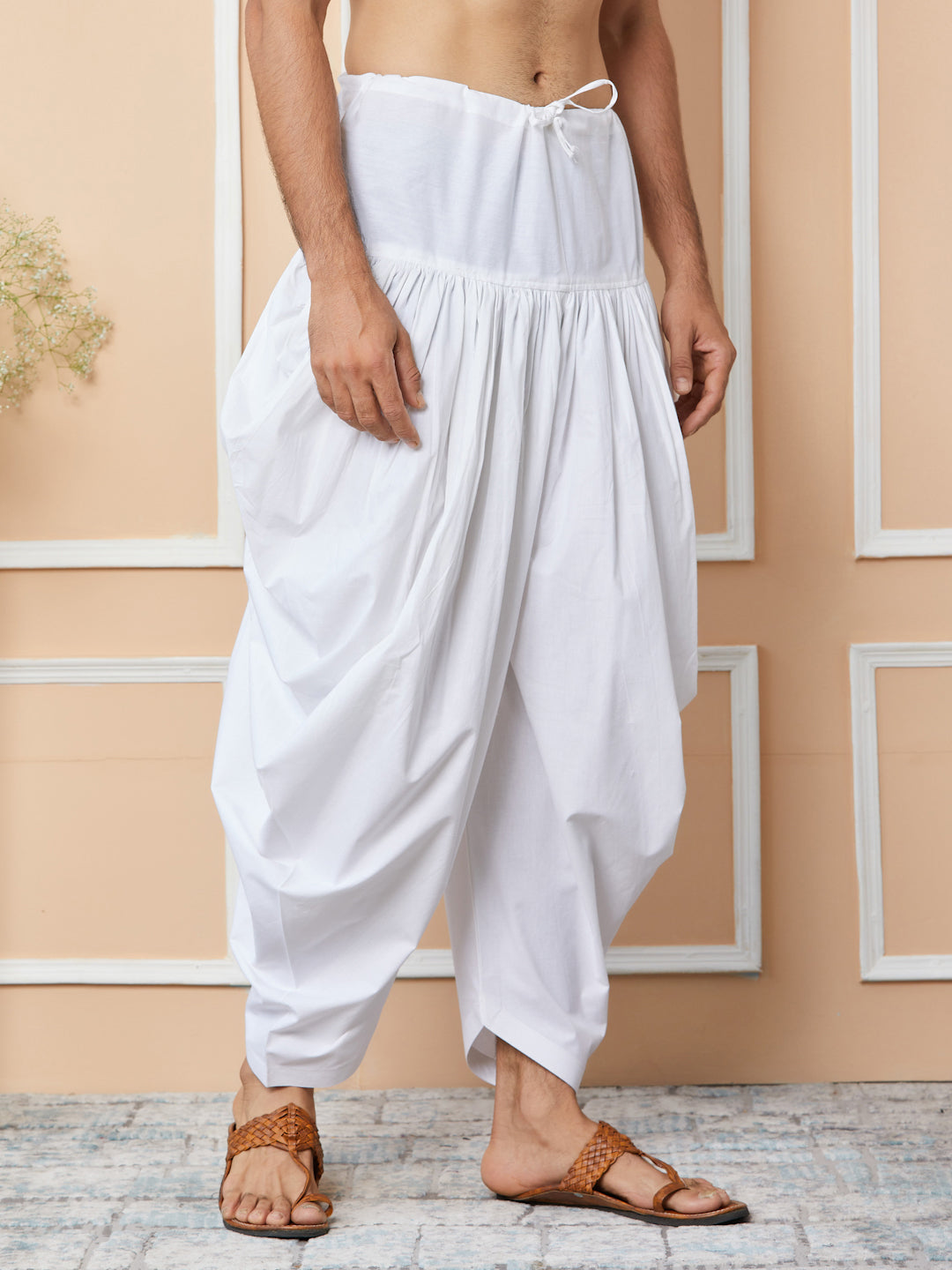 White Mid-Rise Loose-Fit Pure Cotton Salwar