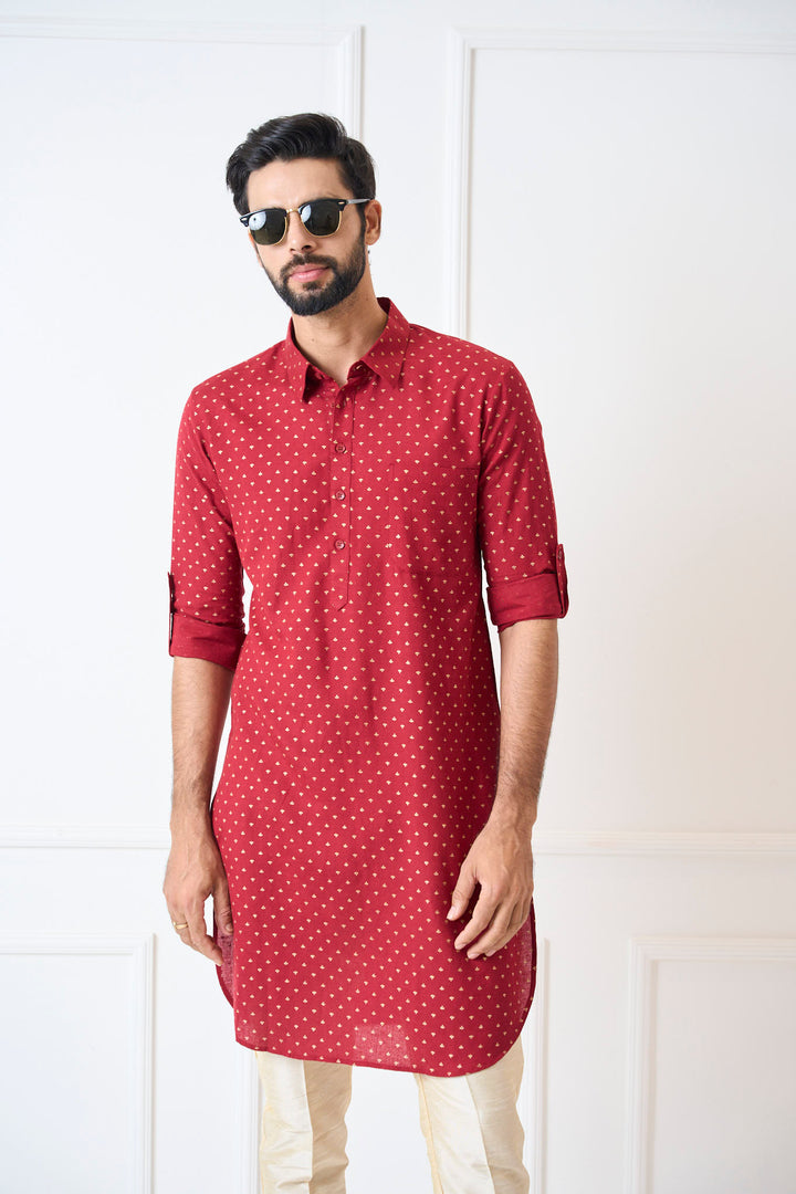 Pure Cotton Printed Pathani Kurta