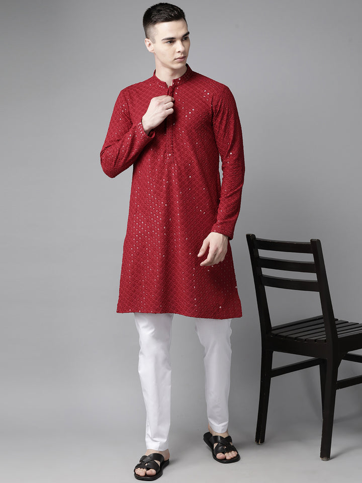 Sequins Embroidered Rayon Kurta With pyjama