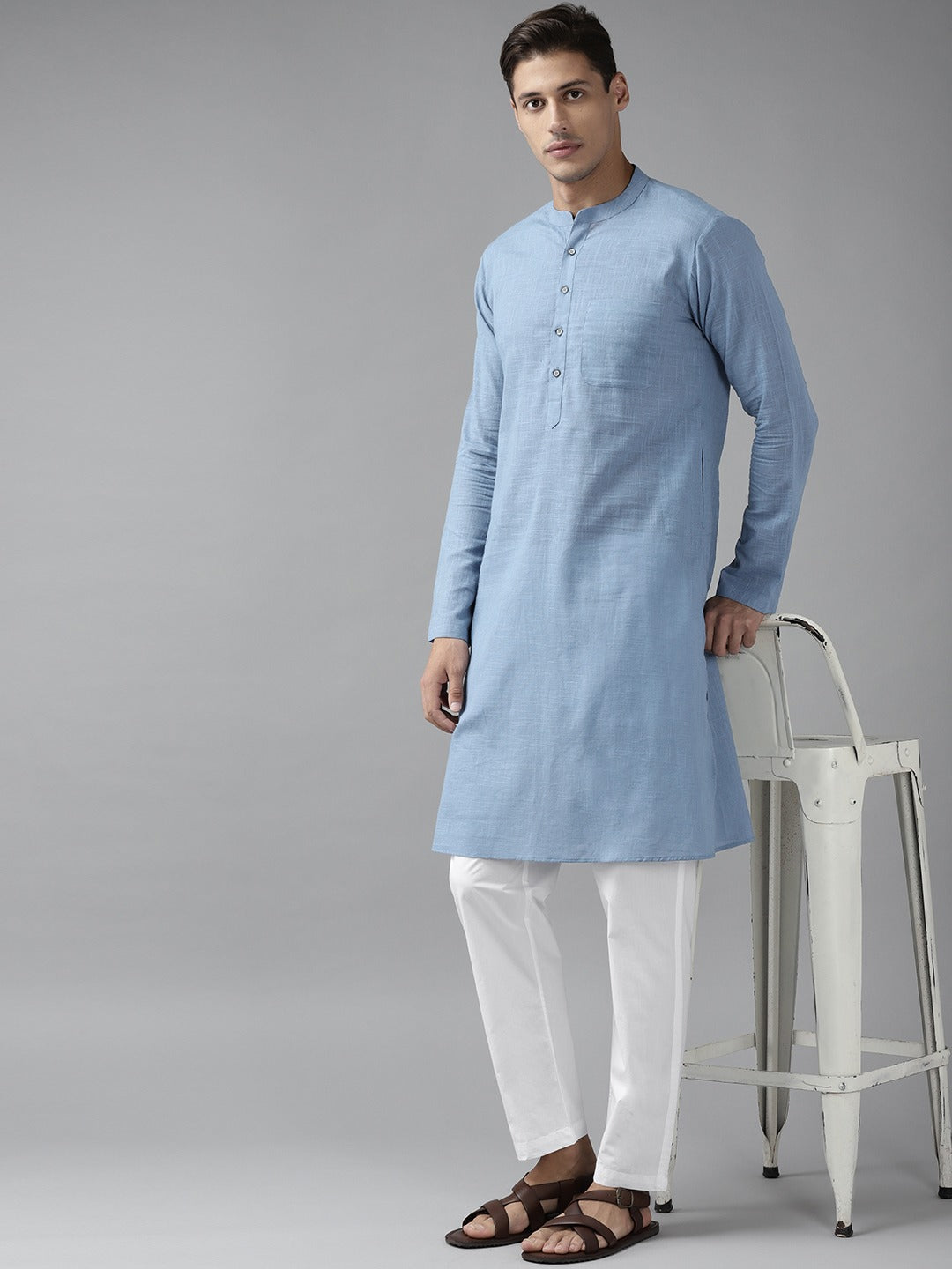 Cotton Slub Straight kurta with Pyjama