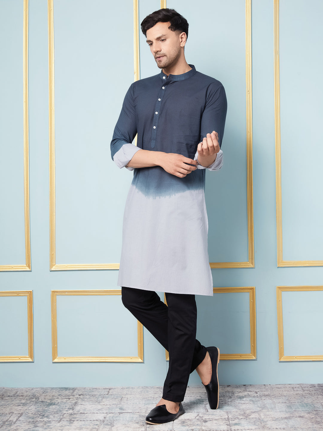 Ombre Dyed Pure Cotton Kurta with Pyjama