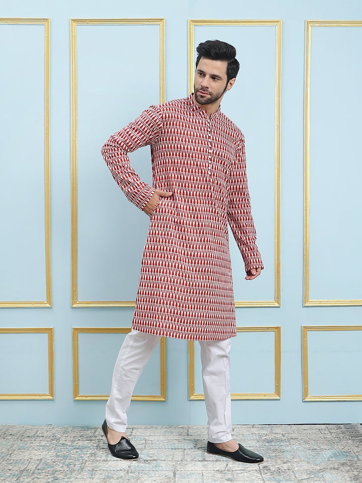 Printed Pure Cotton Straight Kurta with Pyjama