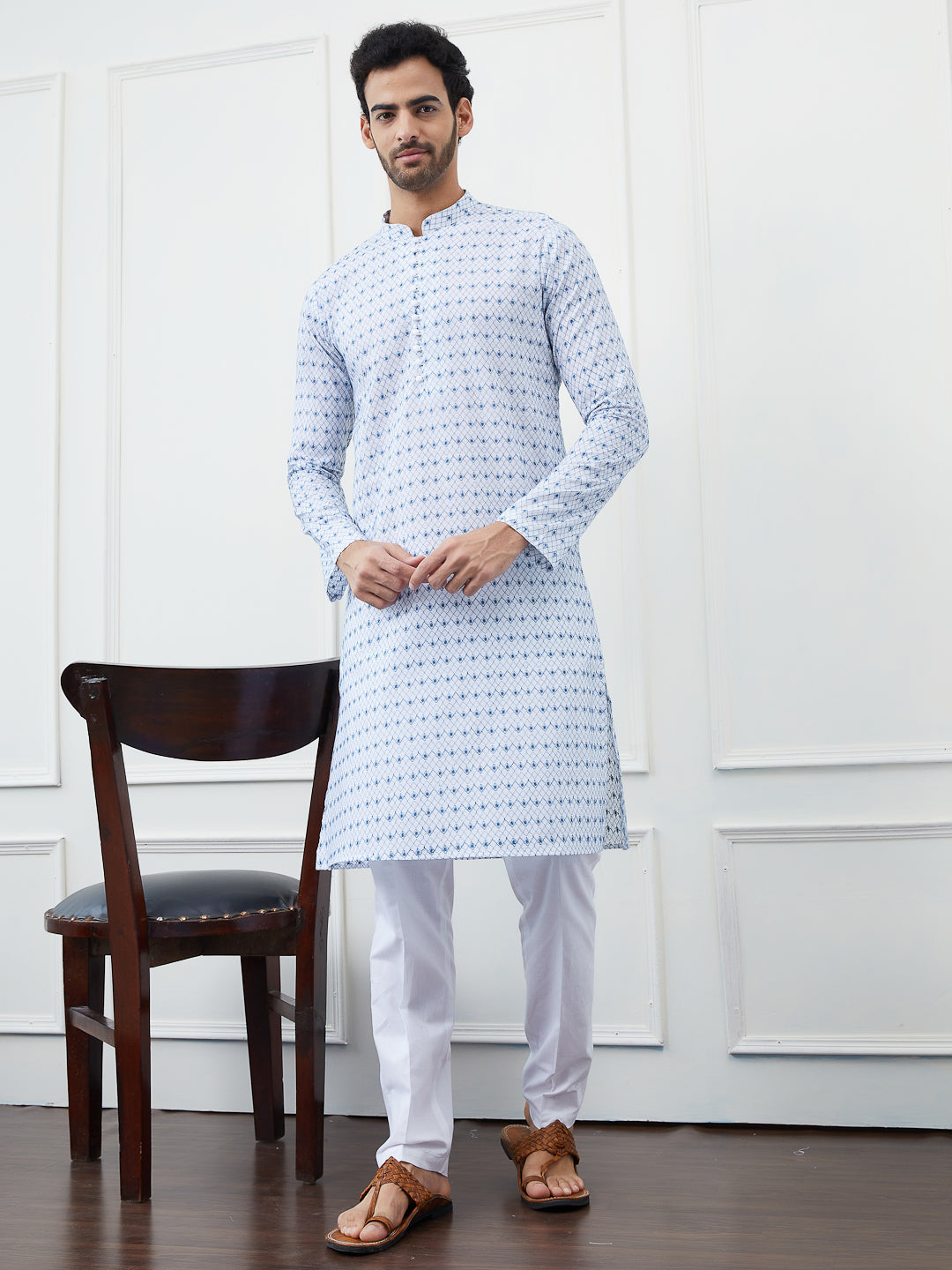 Embroidered Pure Cotton Straight Kurta