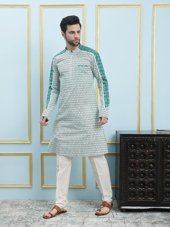 Printed Pure Cotton Straight Kurta with Pyjama