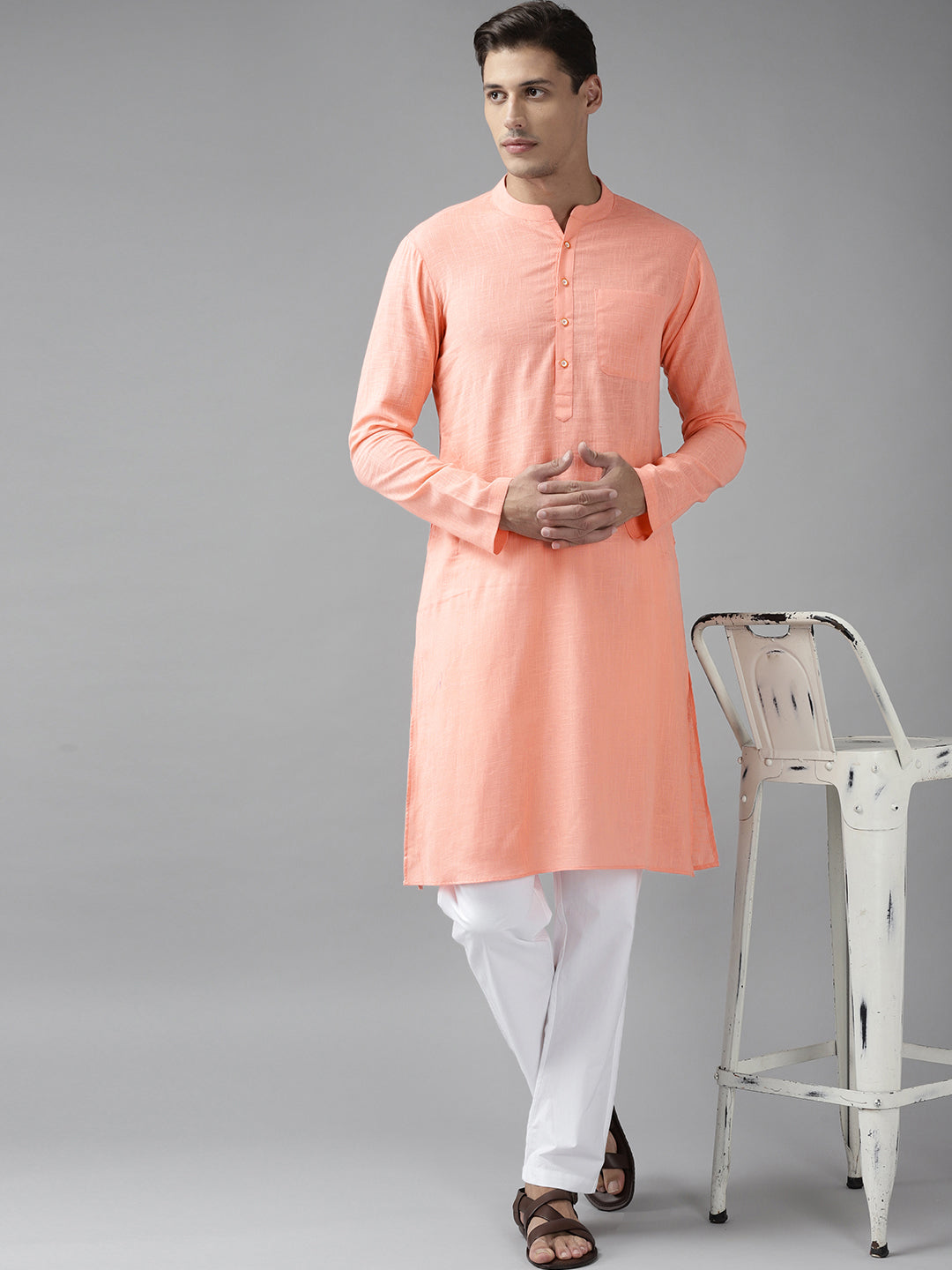 Cotton Slub Straight kurta with Pyjama