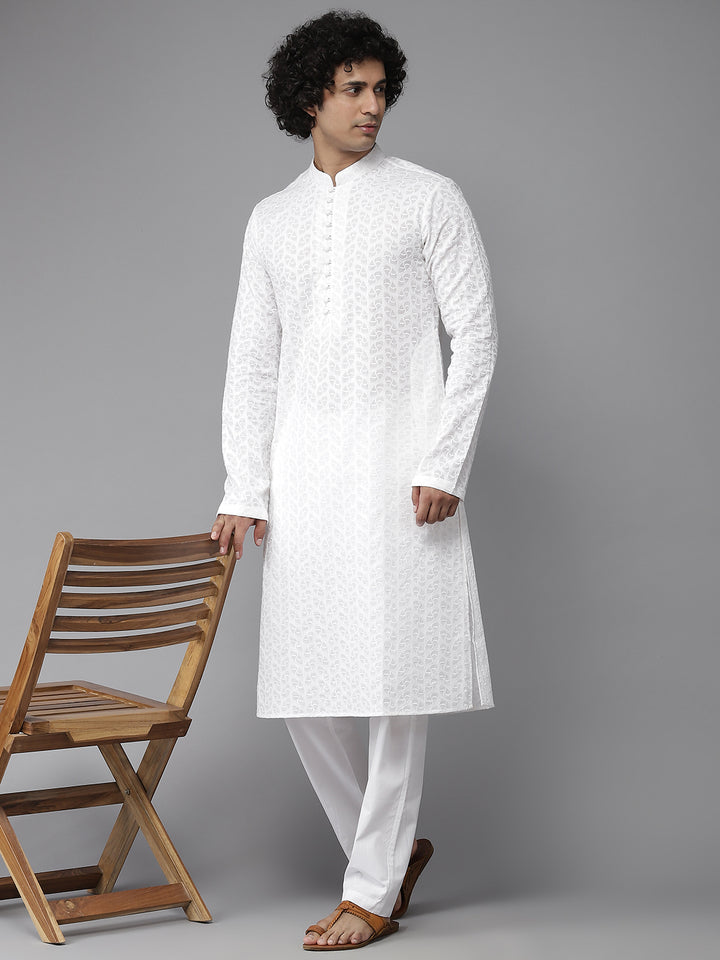 Chikankari Embroidered Straight kurta with Pyjama