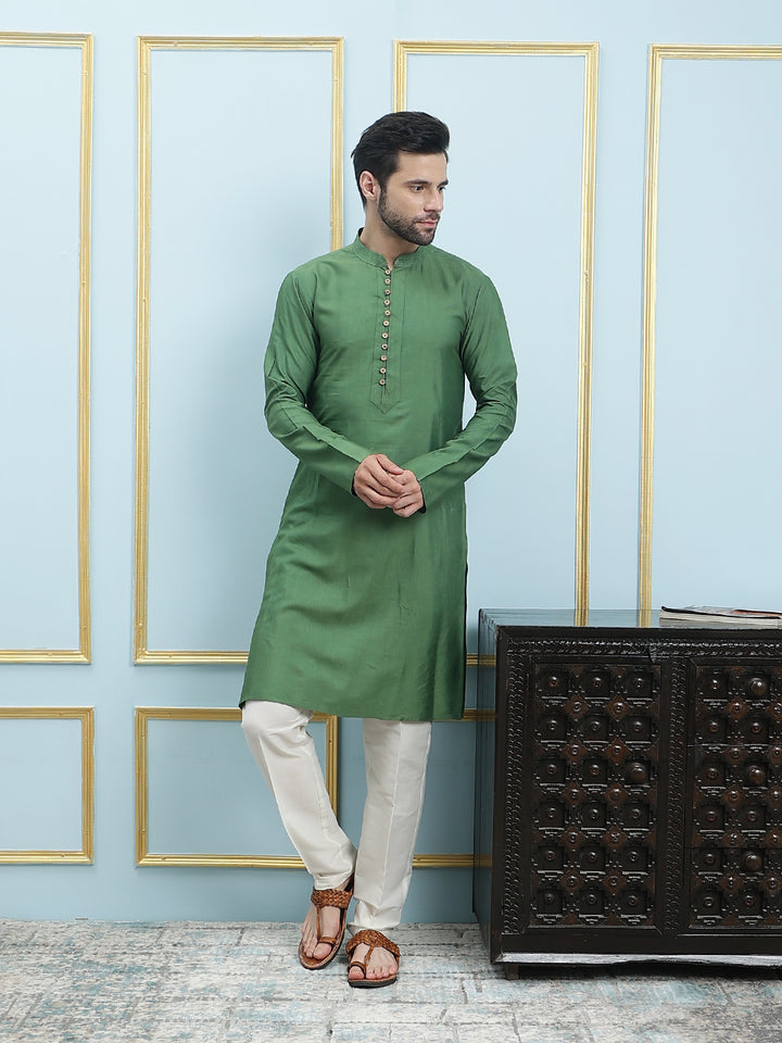 Solid Pure Cotton Straight Kurta with Pyjama