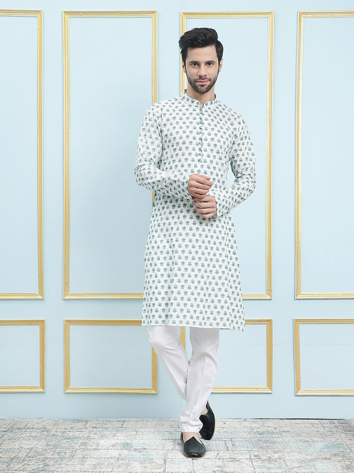 Printed Pure Cotton Straight Kurta with Pyjama