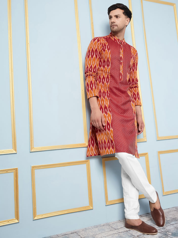 Ikat Printed Cotton Kurta