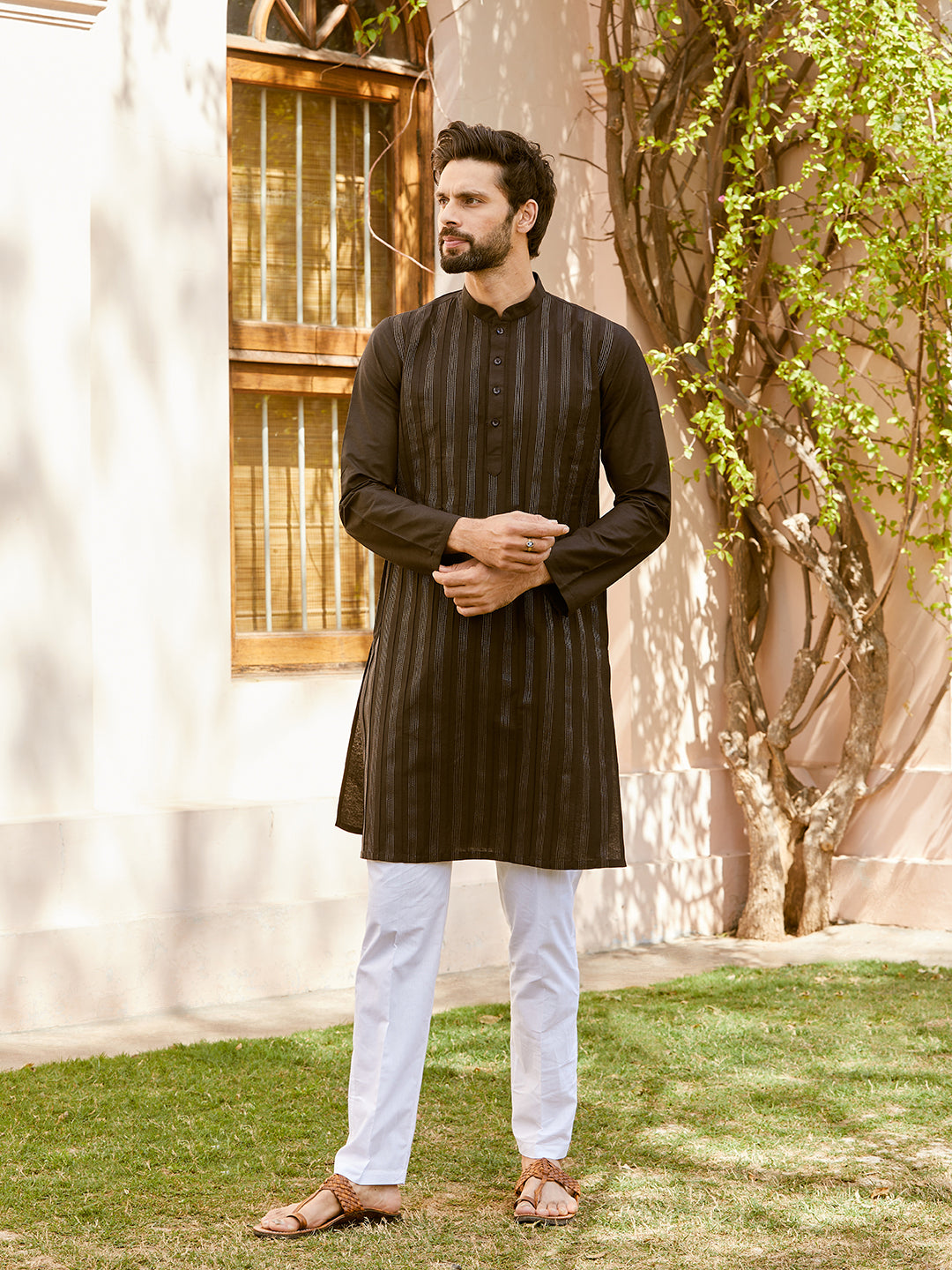 Thread Worked Pure Cotton Straight Kurta