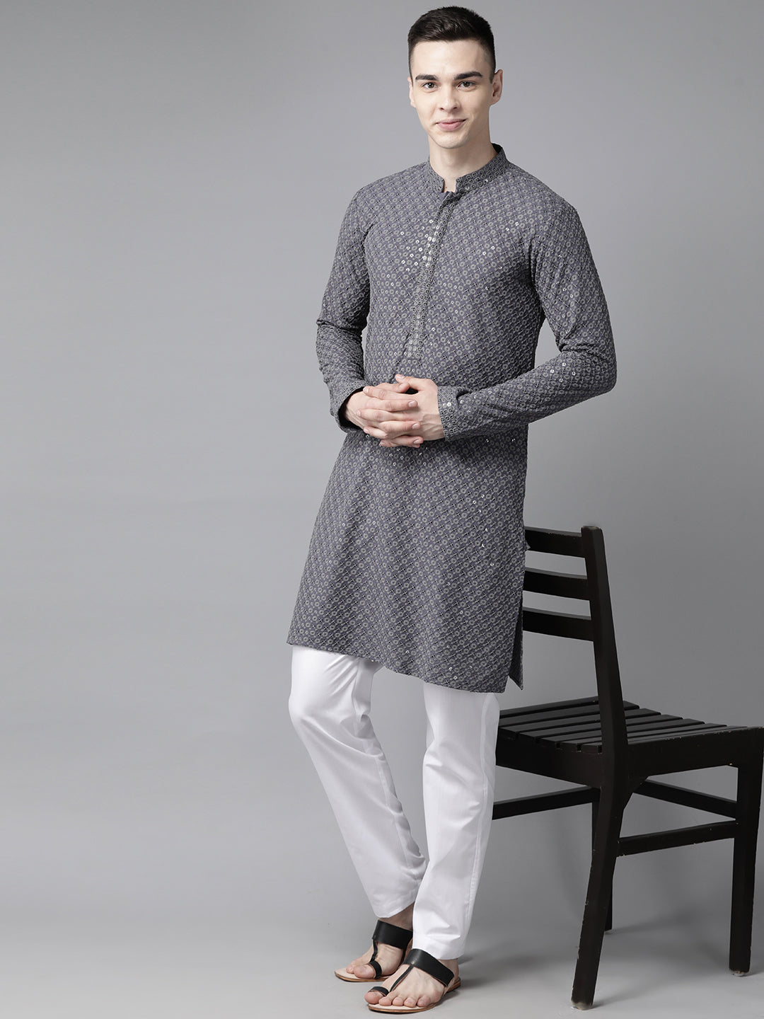 Sequins Embroidered Rayon Kurta With pyjama