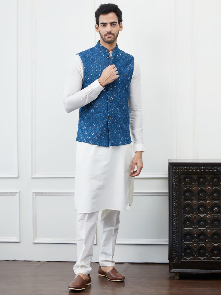 Sequins Embroidered Nehru Jacket