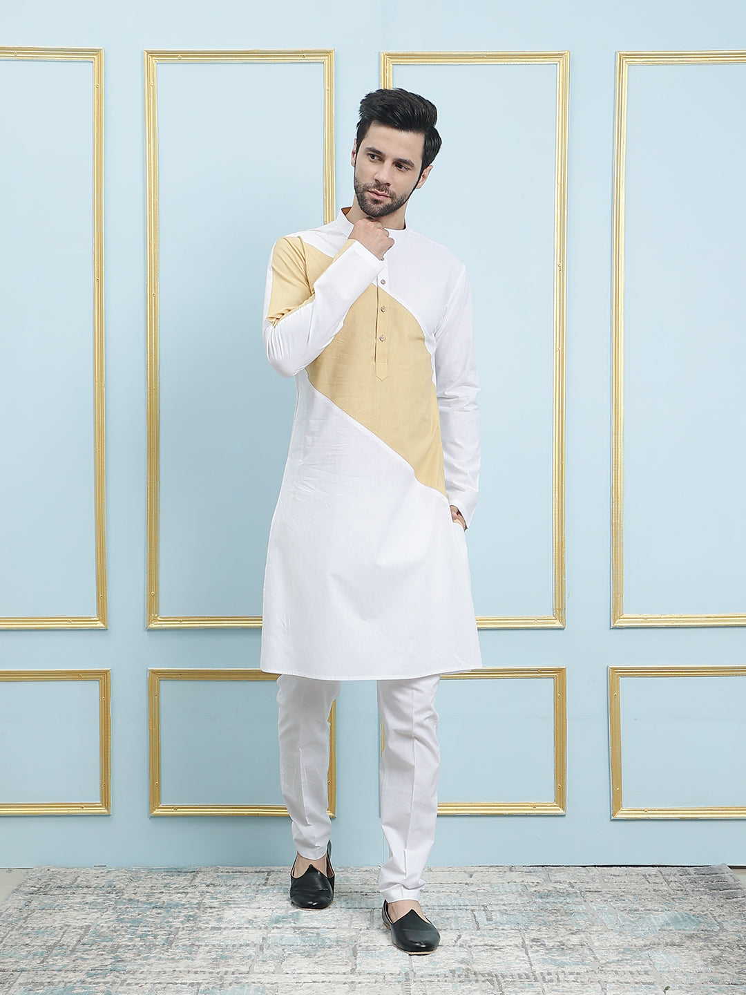 Solid Pure Cotton Straight Kurta with Princess Panel