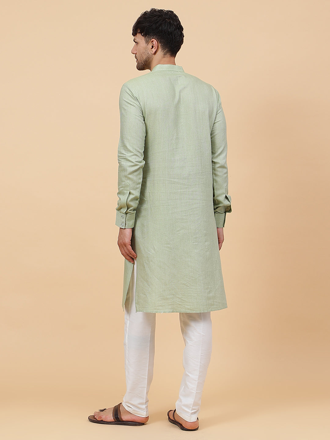 Woven Striped Straight Kurta With Pyjama