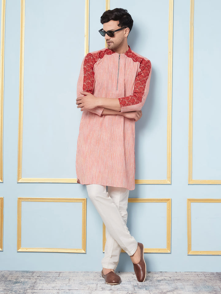 Woven Striped Straight Cotton Kurta