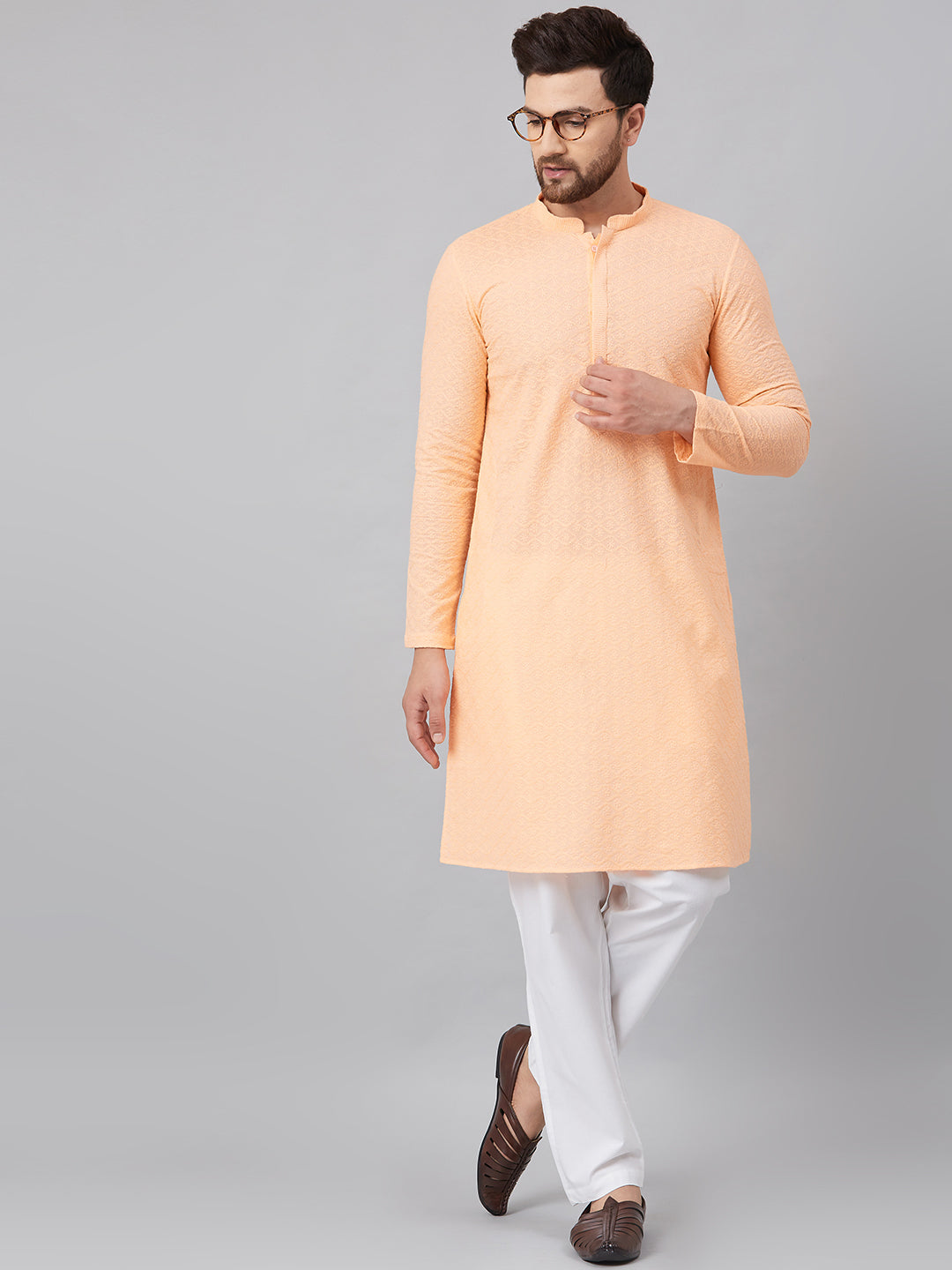 Chikankari Embroidered Straight kurta with Pyjama