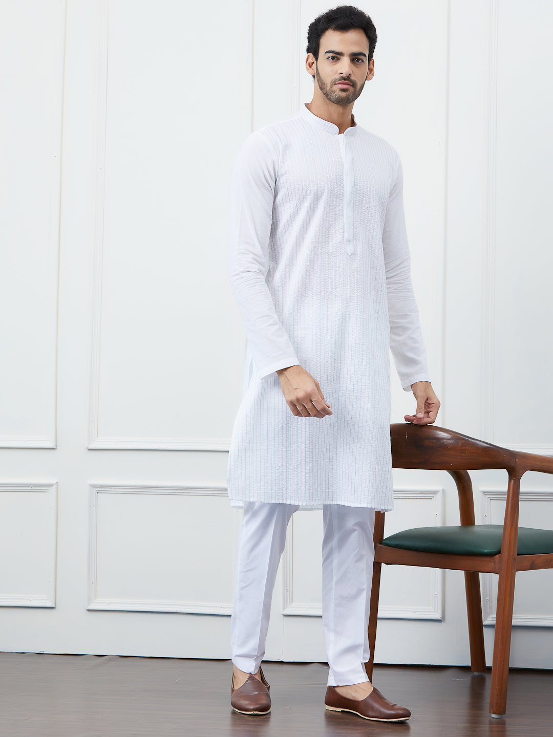 Thread Work Pure Cotton Kurta with Pyjama