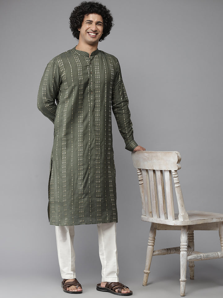 Silk Woven Straight Kurta with Pyjama