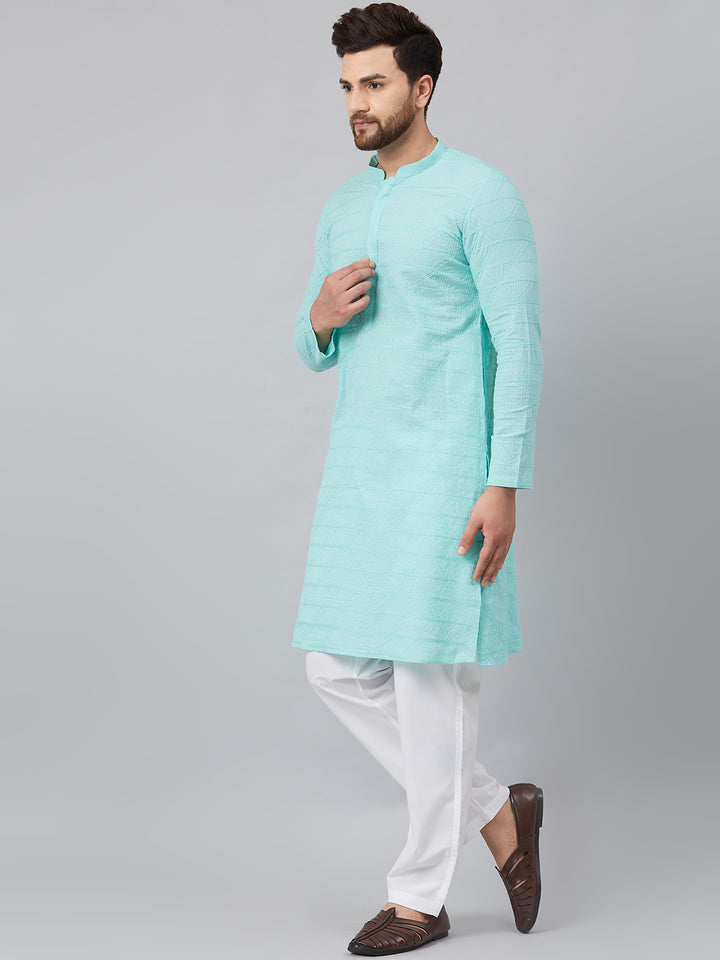 Chikankari Embroidered Straight kurta with Pyjama