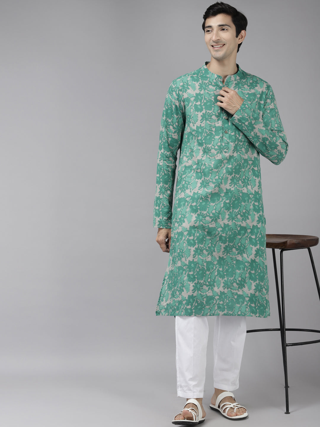 Printed Pure Cotton Straight kurta with Pyjama