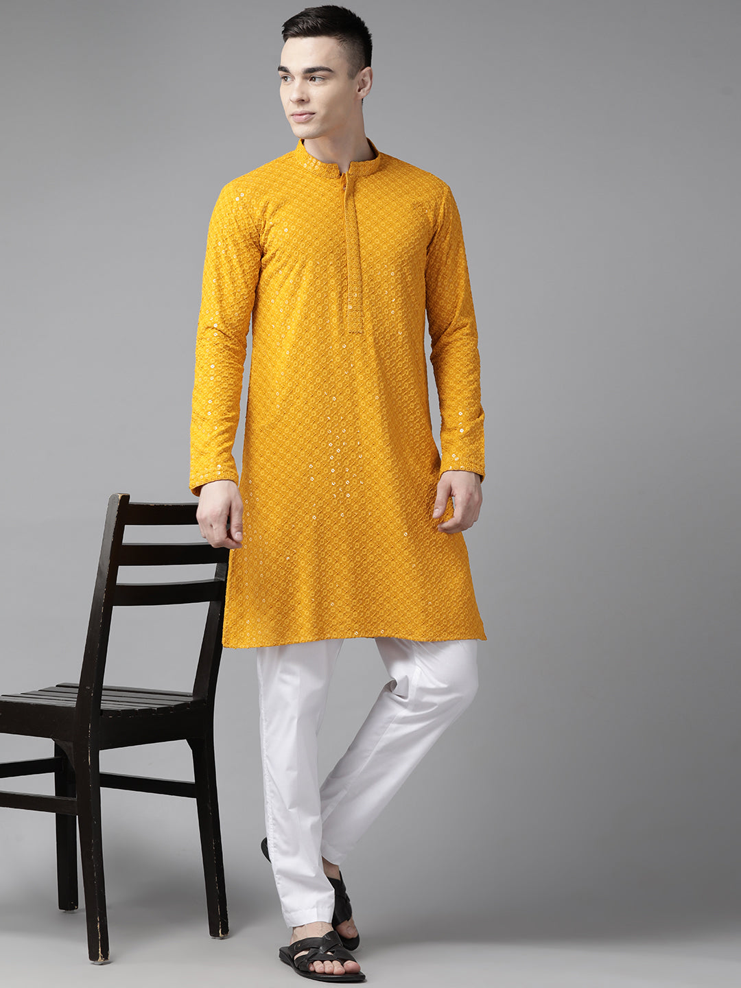 Sequins Embroidered Rayon Kurta With pyjama