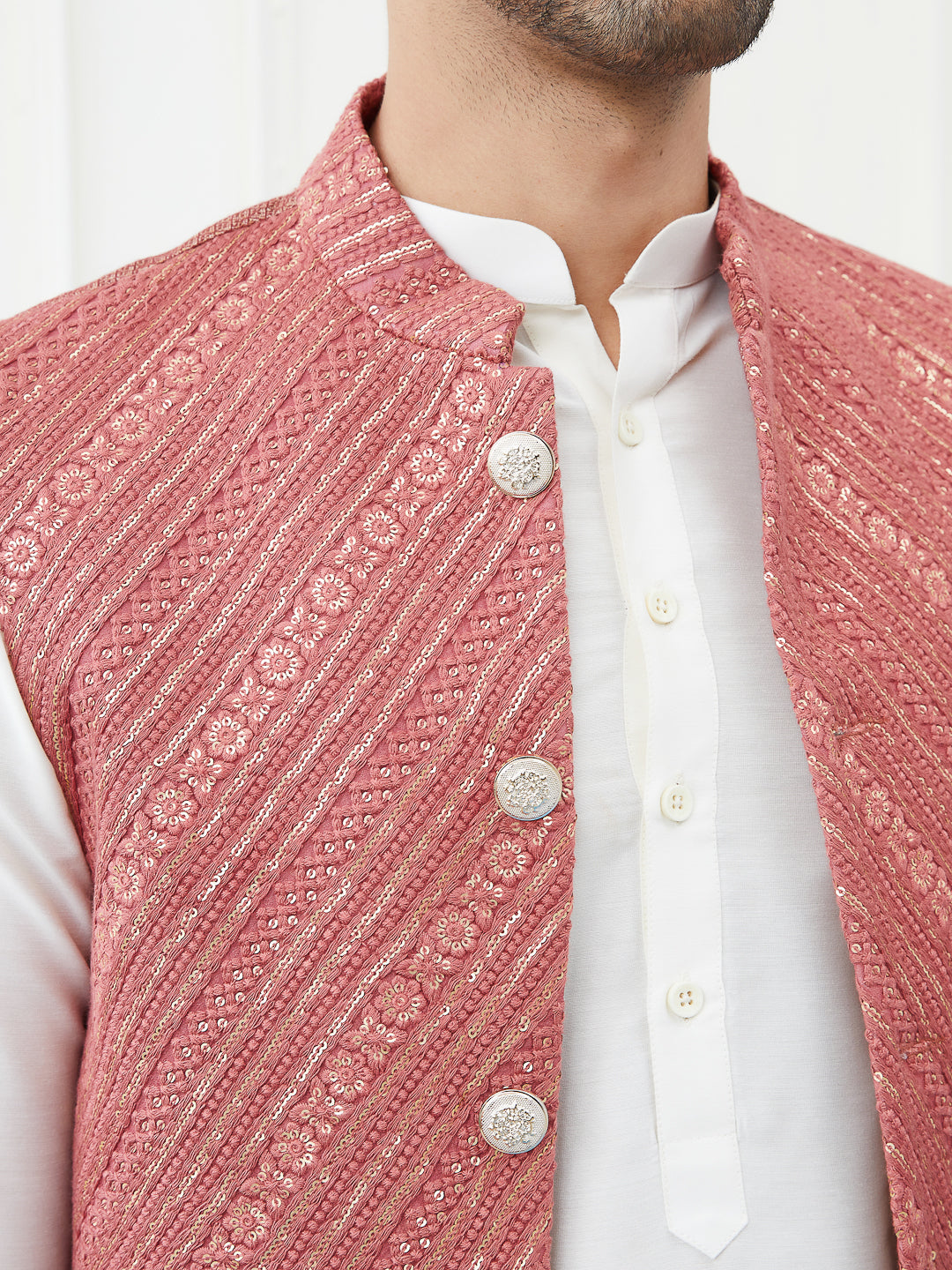 Sequins Embroidered Nehru Jacket