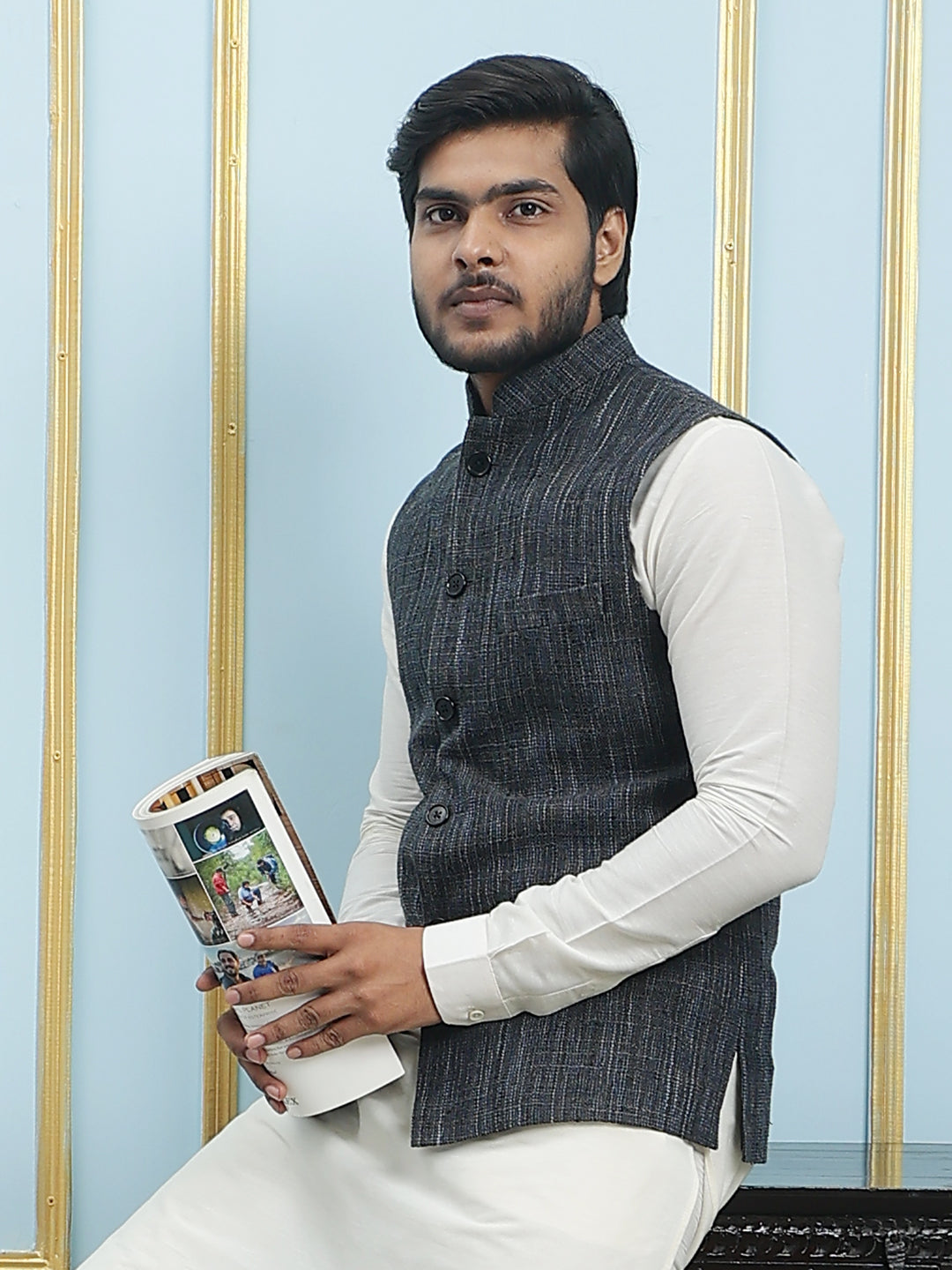 Solid Handwoven Pure Cotton Nehru Jacket