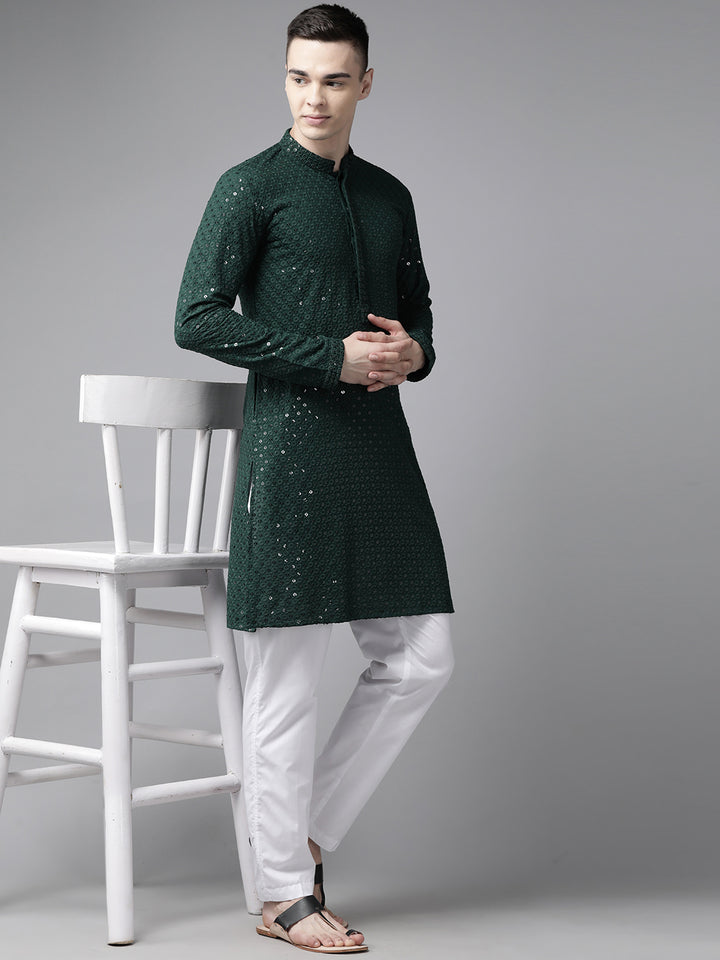 Sequins Embroidered Rayon Kurta With pyjama