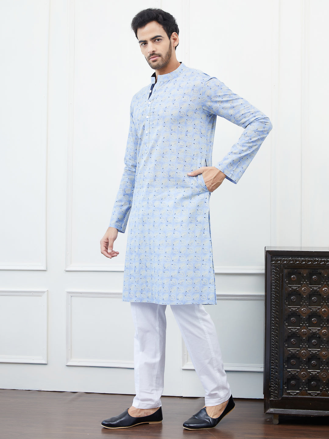 Printed Pure Cotton Straight Kurta with Pyjama