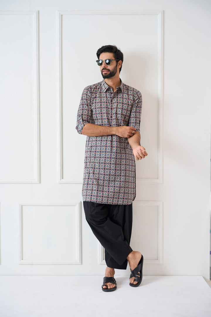 Pure Cotton Printed Pathani Kurta