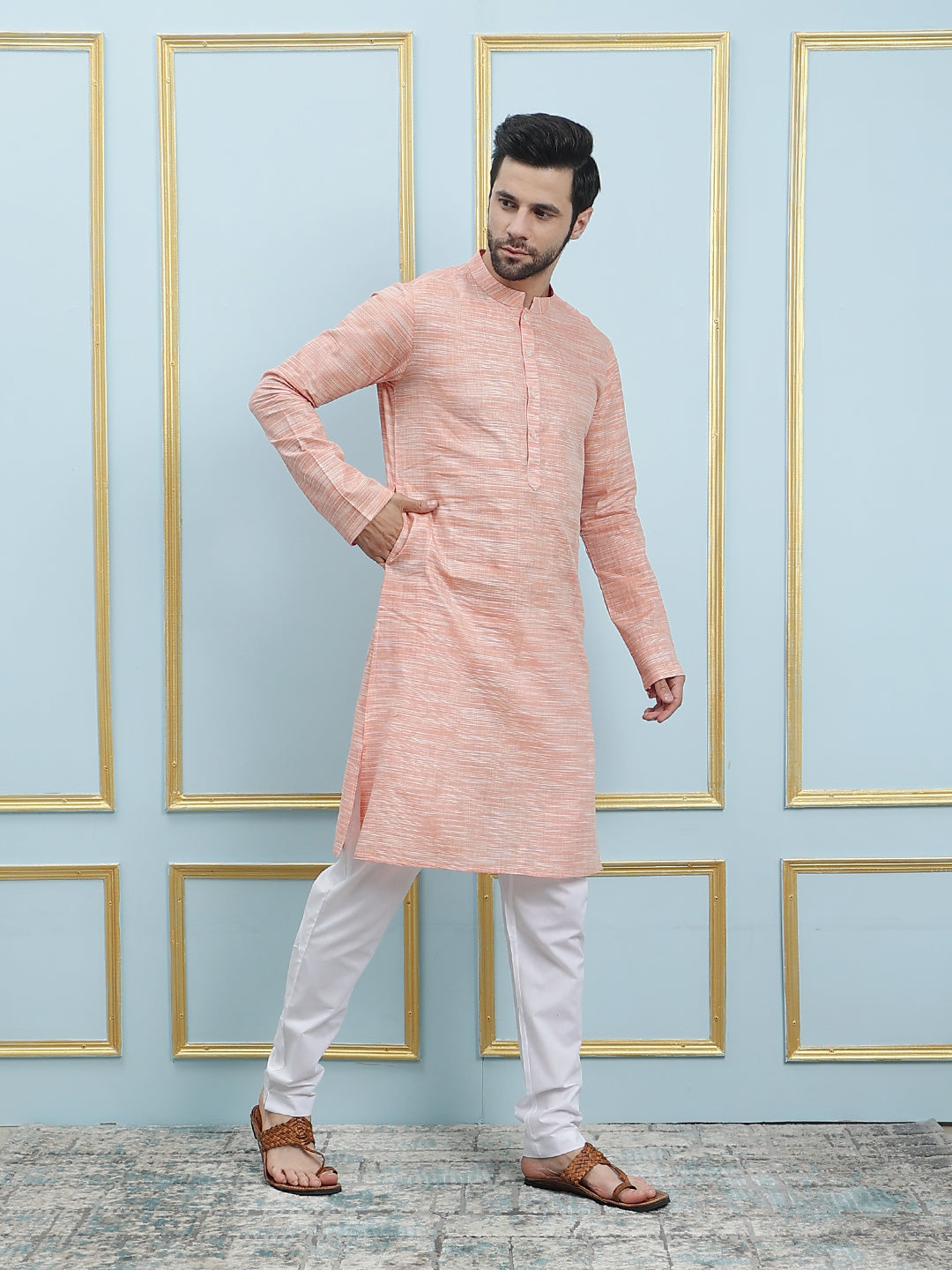 Solid Pure Cotton Straight Kurta with Pyjama