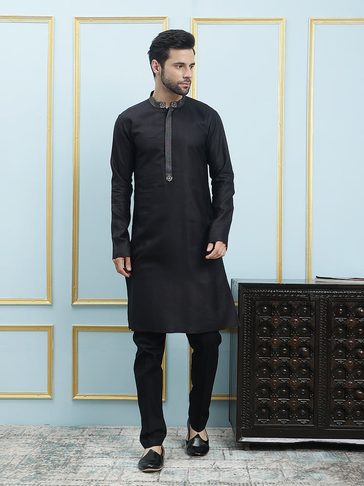 Solid Pure Cotton Straight Kurta with Pyjama