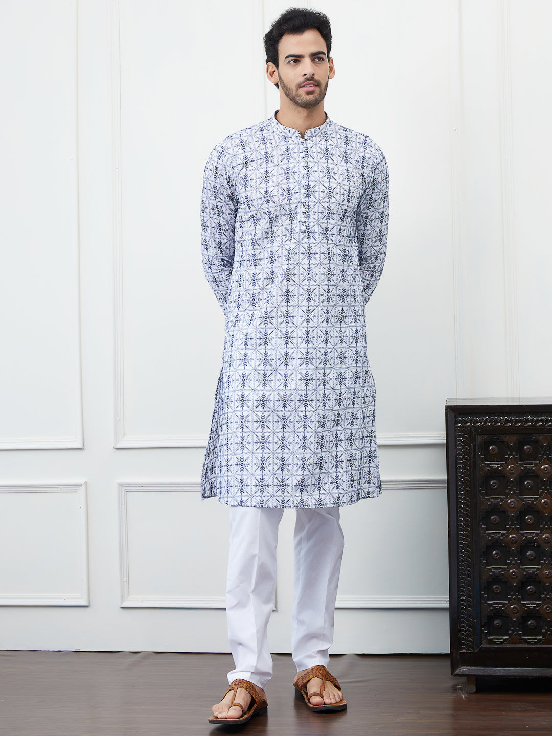 Embroidered Pure Cotton Straight Kurta