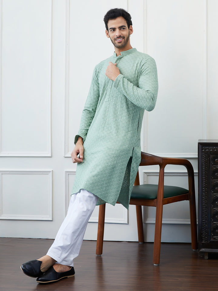 Sequins Embroidered Rayon Kurta With pyjama