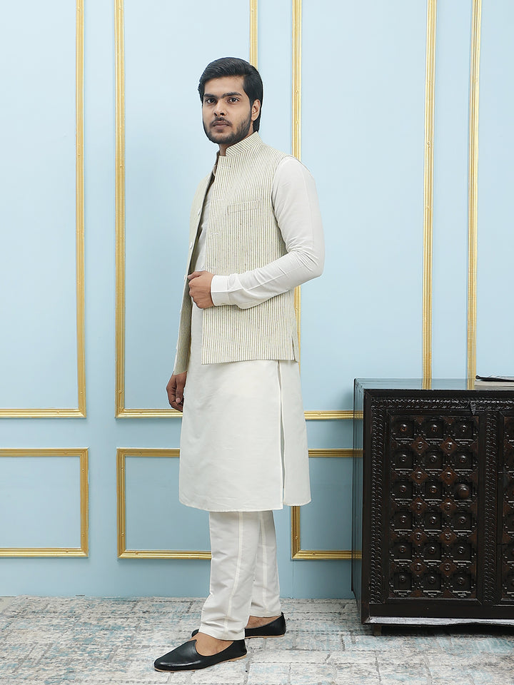 Solid Handwoven Pure Cotton Nehru Jacket