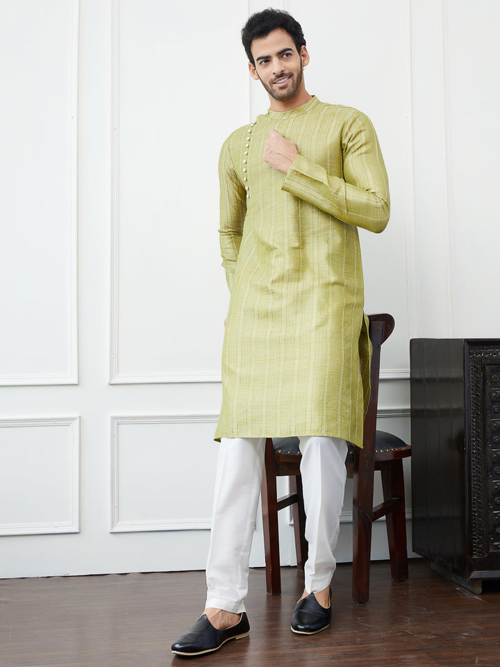 Thread Worked Pure Cotton Straight Kurta