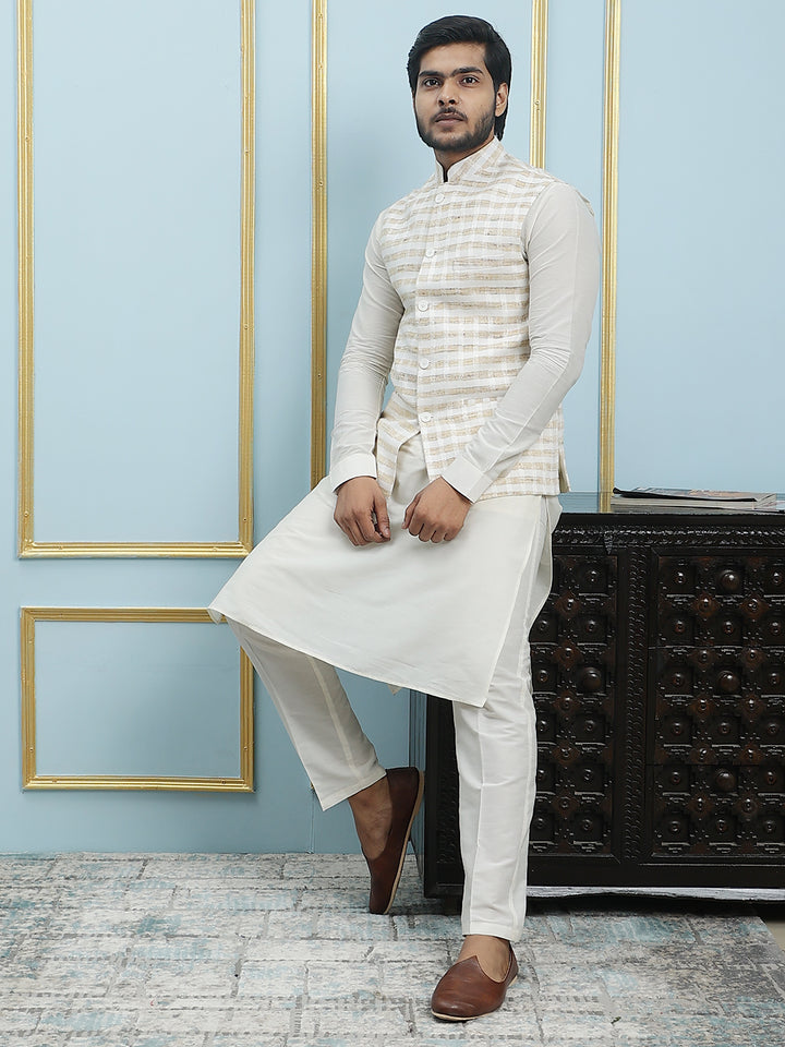 Solid Handwoven Pure Cotton Nehru Jacket