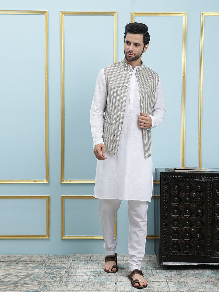 Handwoven Pure Cotton Nehru Jacket