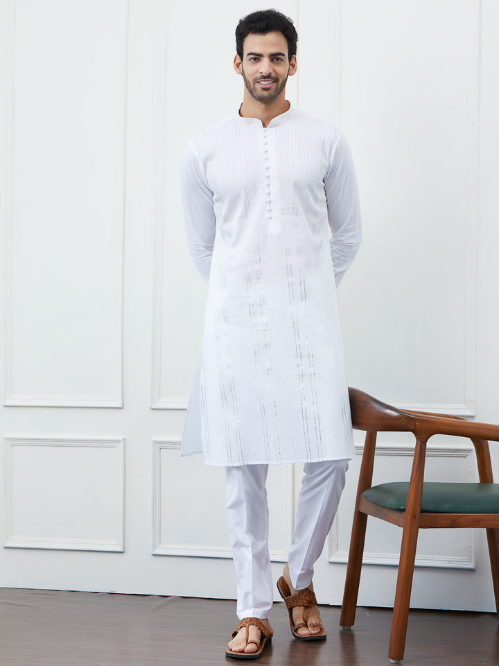 Sequin and Thread Work Pure Cotton Kurta