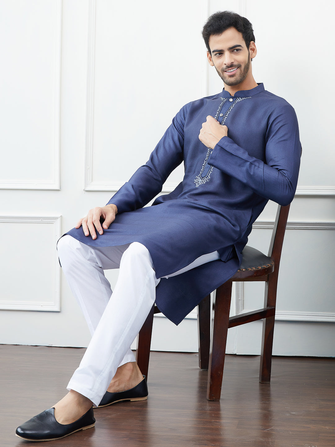 Solid Cotton Silk Straight Kurta