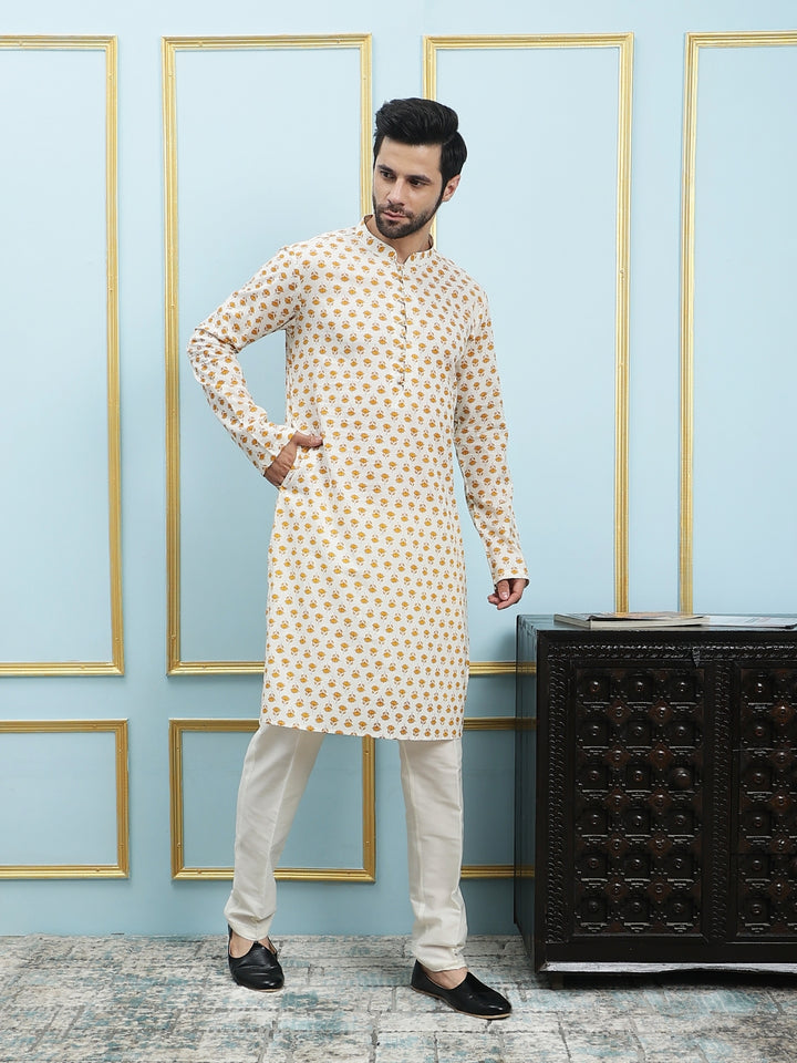 Printed Pure Cotton Striaght Kurta with Pyjama