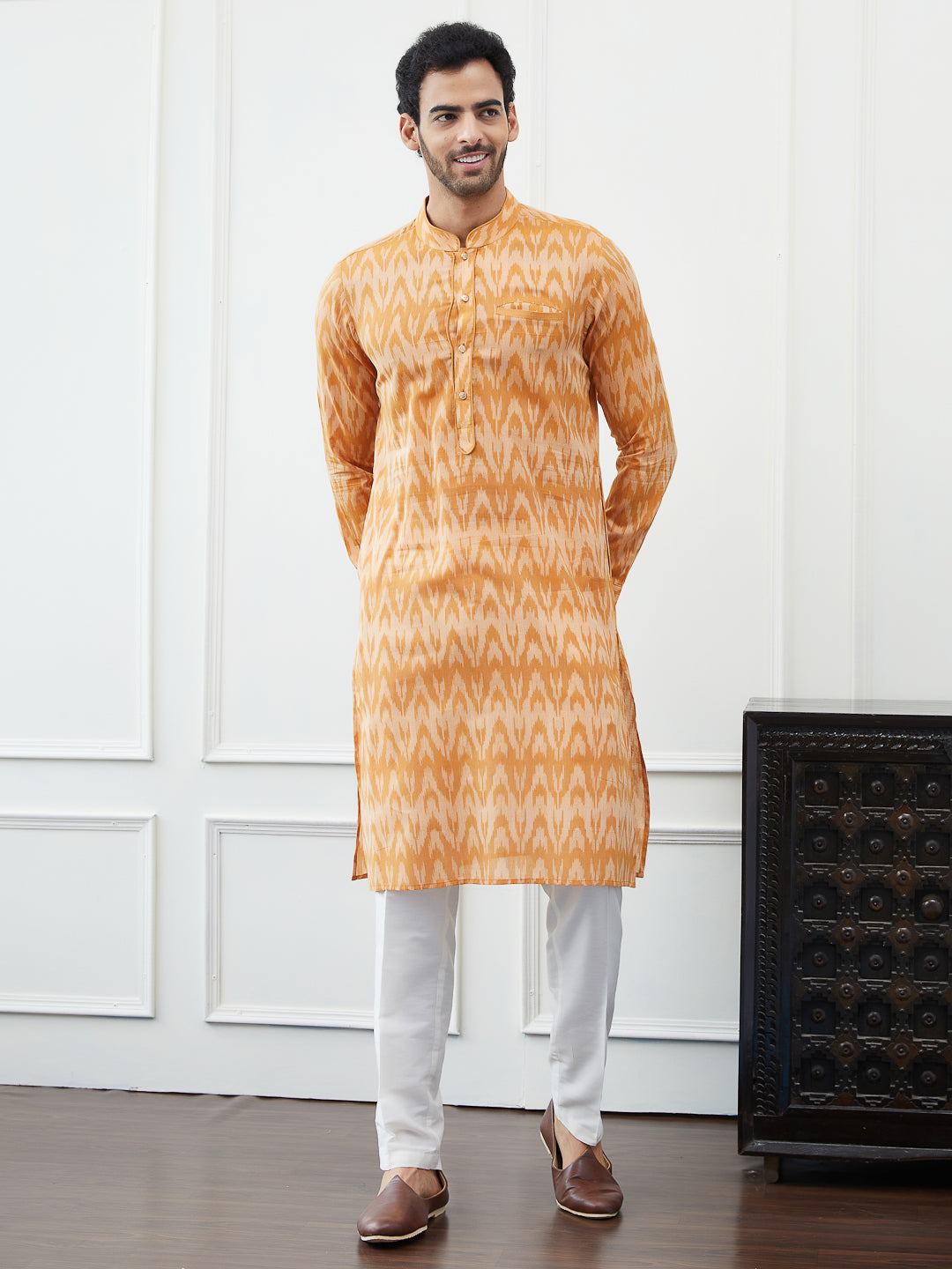 Printed Pure Cotton Straight Kurta with Pyjama